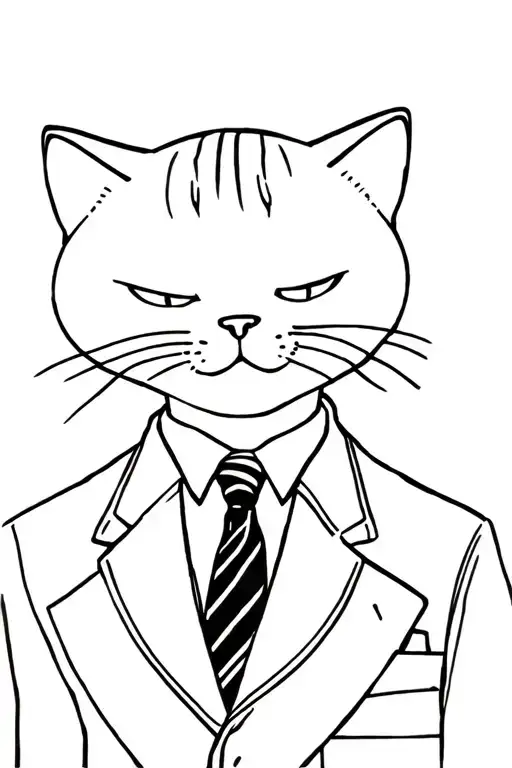 Anime Cat Wearing A Suit And Tie