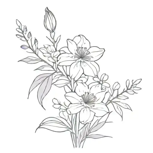 Bouquet Lily Wisteria Violet Poppy Peony Narcissus Daisy