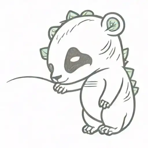 Sleepy Cute Panda In A Dinosaur Suit