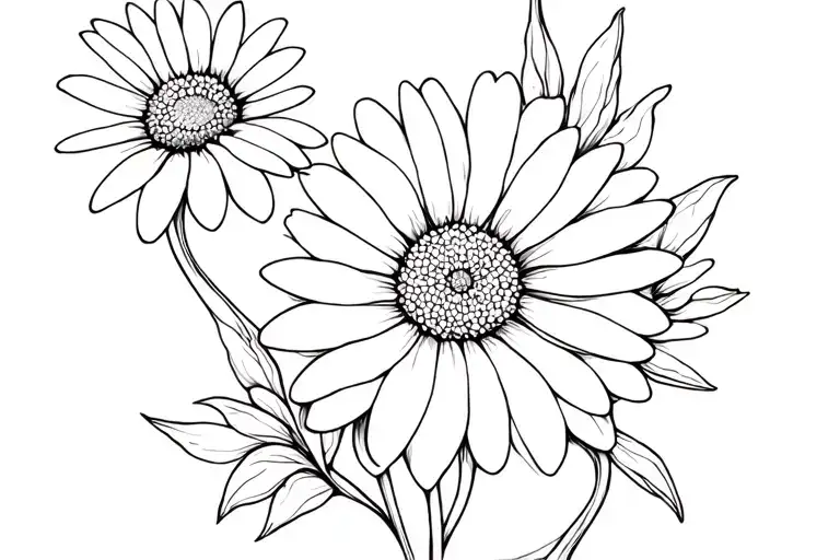 Daisy Flower Art Tattoo Style Solo
