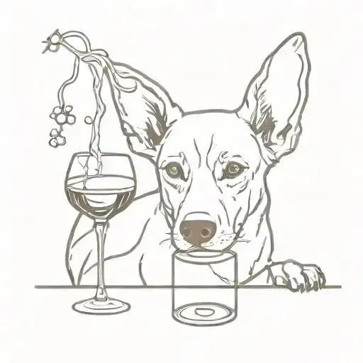 Dog Drinking Wine Glass