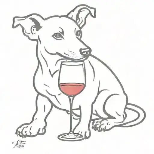 Dog Drinking Wine