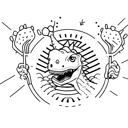 A Dinosaur With A Tennis Racket