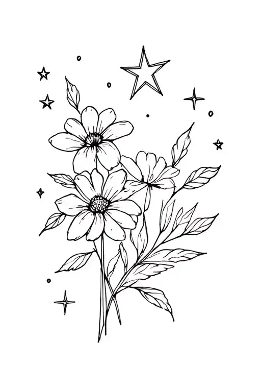 August Birth Flowers With Stars