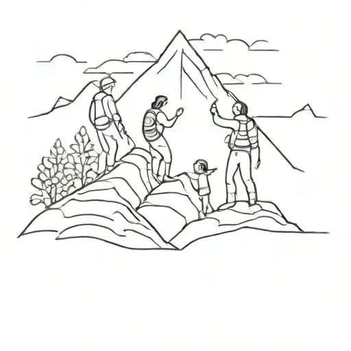 Family Climbing Mountain