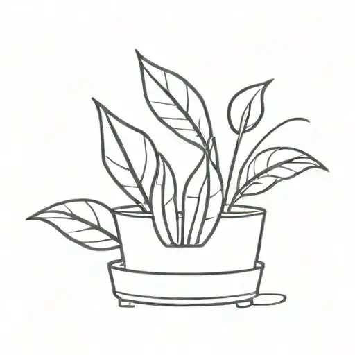 A Little Leaf Plant In A Pot With Two Ears