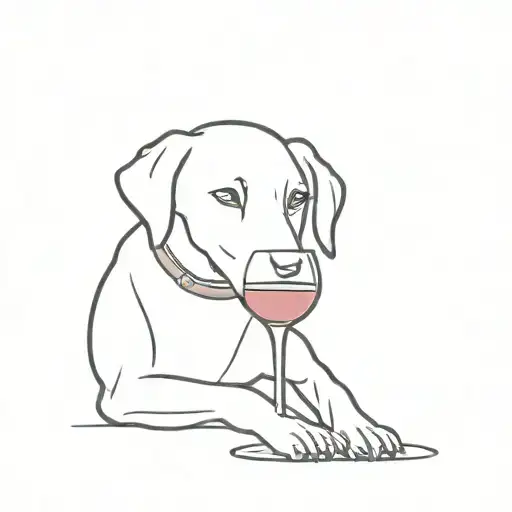 Dog Drinking Wine