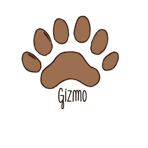 Dog Paw With A Yorkie Silhouette Inside With The Name Gizmo Below