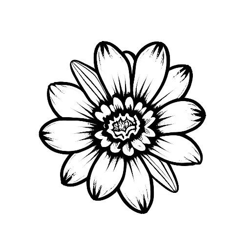 Line Art Marigold Daisy Daffodil