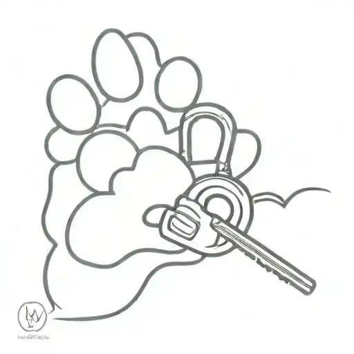 Dog Paw And Heart Shaped Lock