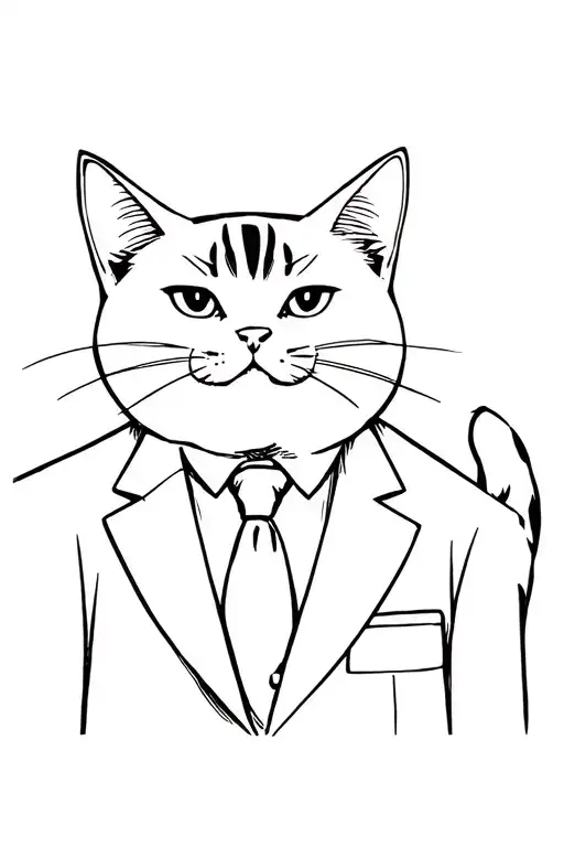 Anime Cat Wearing A Suit And Tie