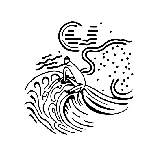 A Surfer Riding A Wave That Transforms Into A Forest