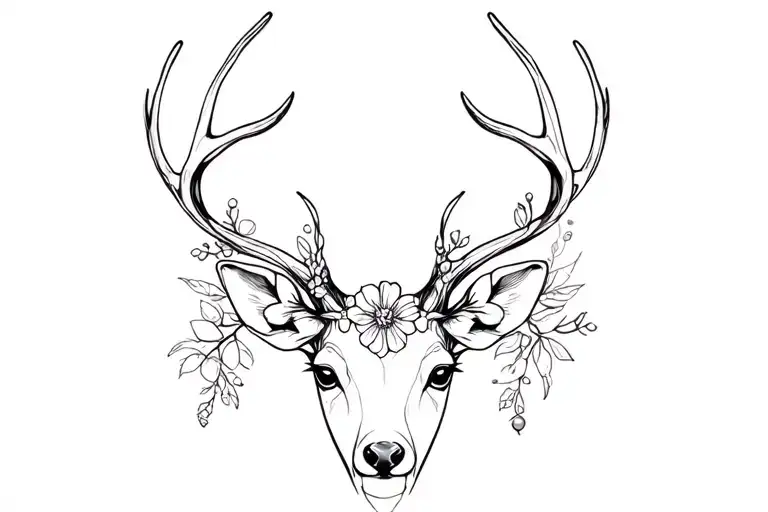 Deer Flowers Blooming With Glass Beads