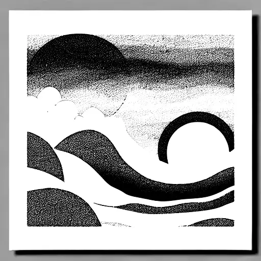Waves And Sunset In A Circular Shape