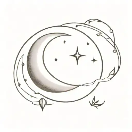 A Minimalist Tattoo Of A Moon With Medical Symbols Hidden In The Design