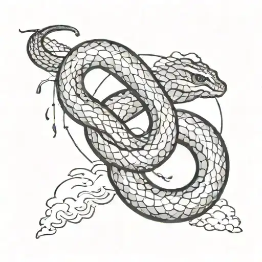 Ouroboros Snake With Clouds