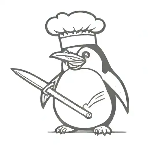 Angry Penguin Wearing A Chef Hat Holding A Chef Knife