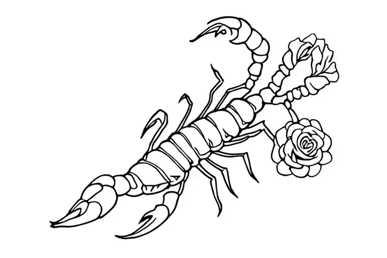 Minimaliste Scorpio With A Body In Roses In Black