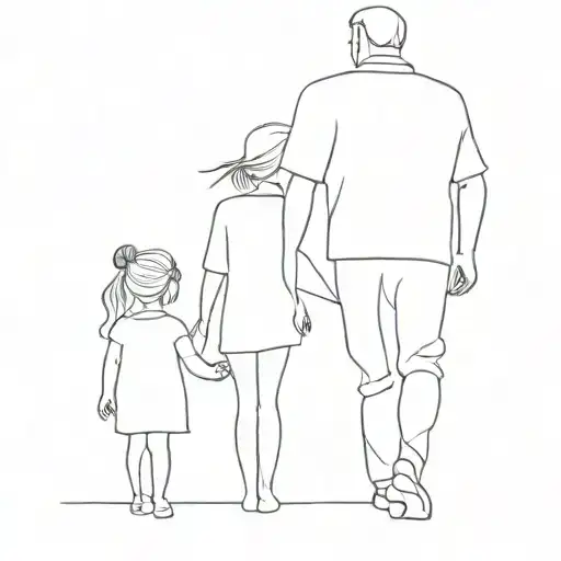 Father And Two Daughter Minimalist