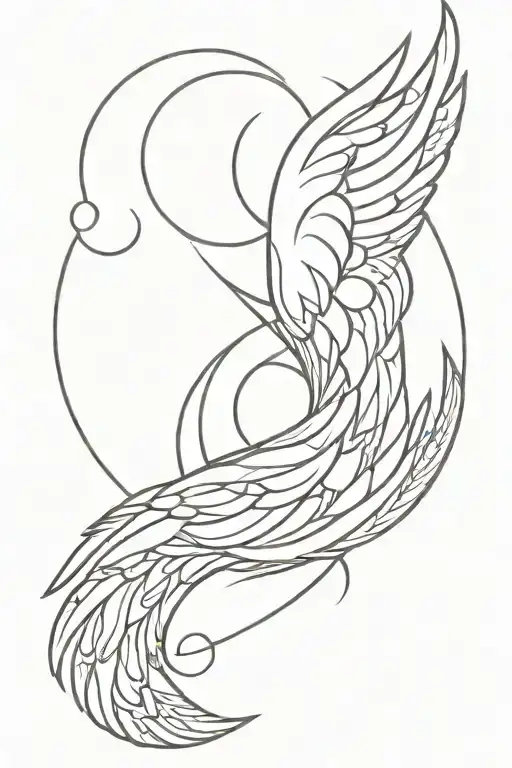 Angel Wing And Moon Merging Together