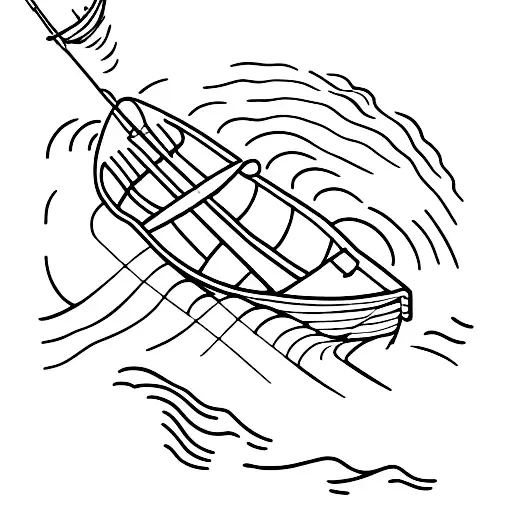 2 Guys Fishing From Small Boat Third Guy Is Jumping To Water With Line