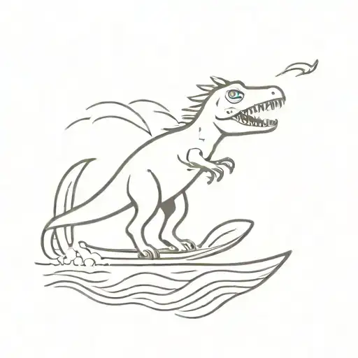 Dinosaur On Surf Board