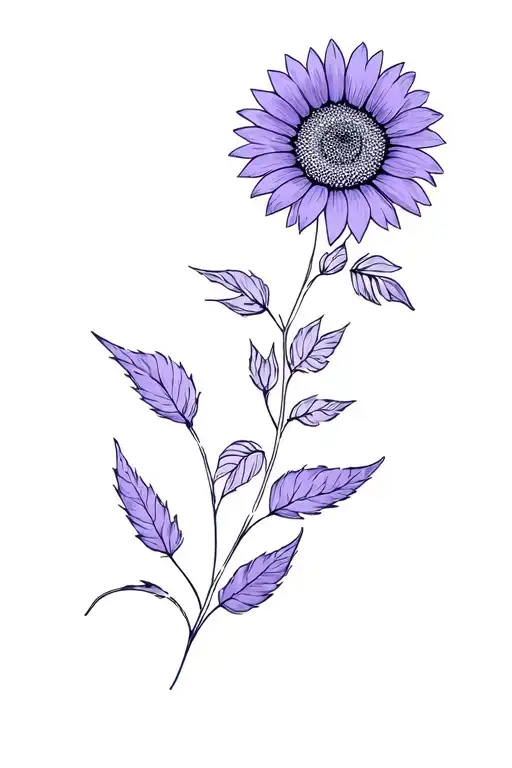 Violet Flower Wild Sunflower Geometric Shapes Inspired