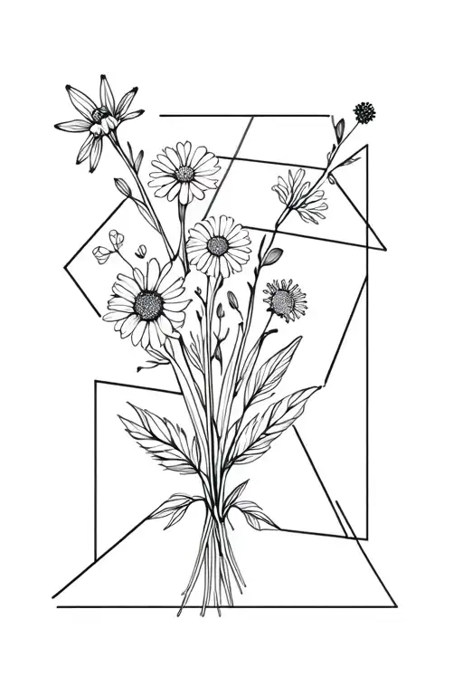 Wildflower Bouquet In Geometric Shapes Incorporated