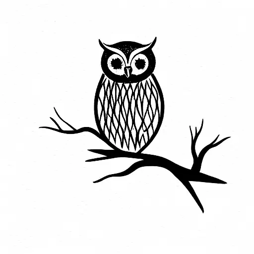 An Owl Perched On An Oak Tree