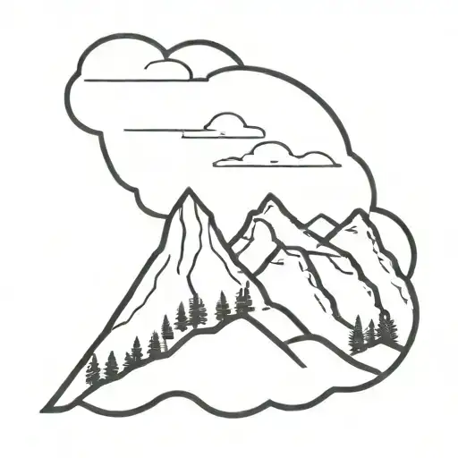A Minimalist Tattoo Of A Mountain Landscape With A Hidden Rosie The Riveter Silhouette