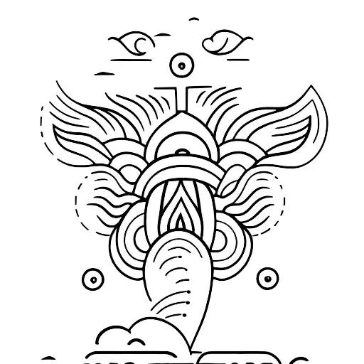 A Minimalist Tattoo Of A Beach Landscape With A Silhouette Of A Person Listening To Music