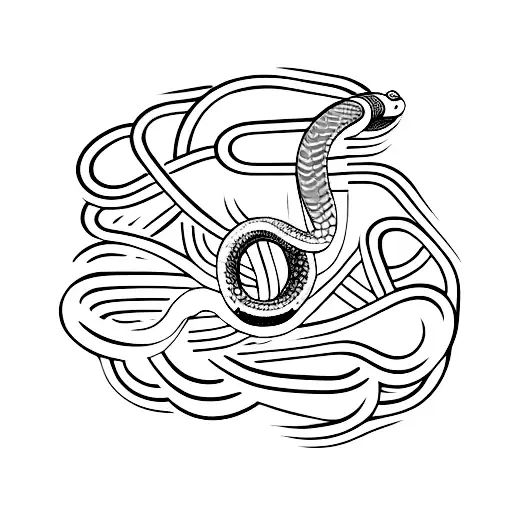 A Snake Coiled Around A Vintage Film Camera