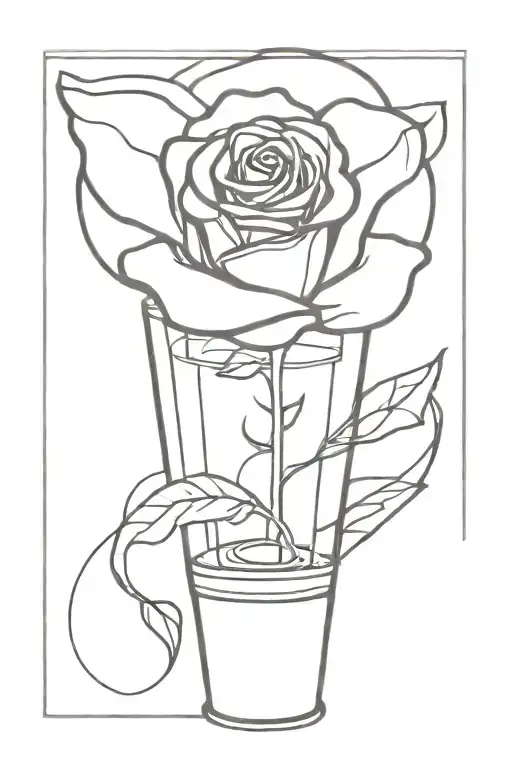 Simple Drawing Of A Lava Lamp With A Rose Around It