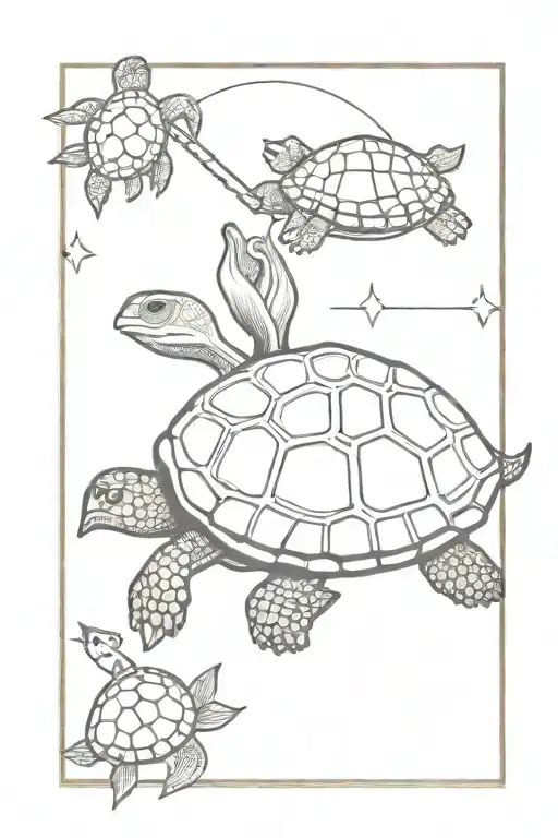 Tarot Card With Turtle Holding Fairbairn Skyes Dagger