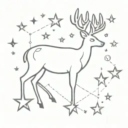 Deer And Cardnial And Stars Surrounding