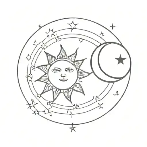 2 Separate Matching Very Small Tatoos With Sun And Moon