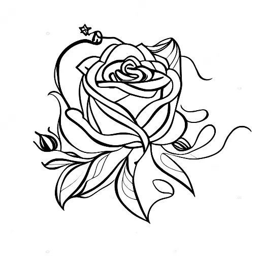 Rose With Stars Doodle