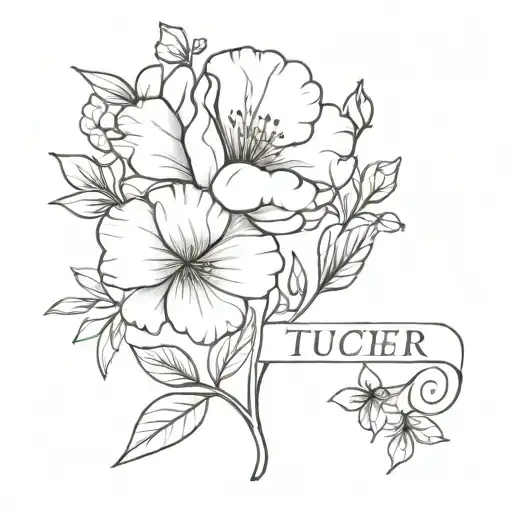 March And July Birth Flowers Intertwined With The Name Tucker For March And Duke For July Included