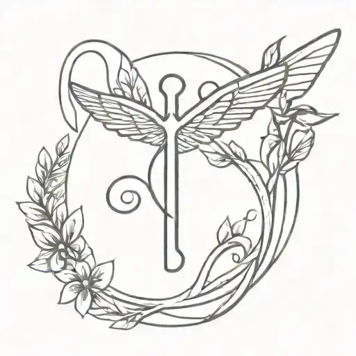 An Ankh Symbol Intertwined With A Hummingbird Native To Venezuela