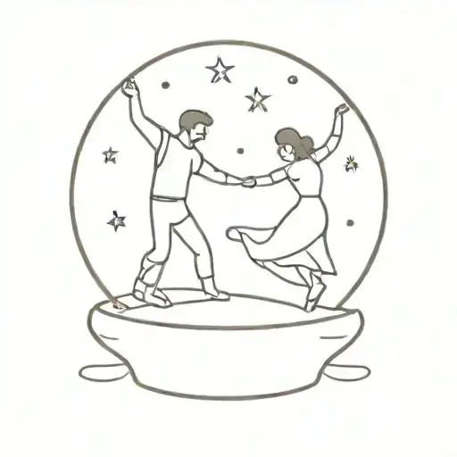 Man And Woman Dancing Inside Snow Globe