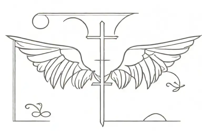 Cross Tattoo Wing Attached