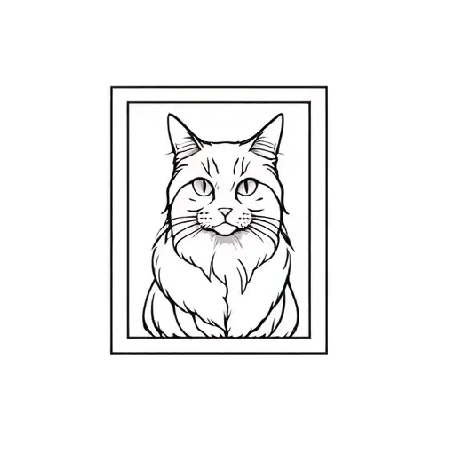 Outline Of A Longhaired Tuxedo Cat In A Frame