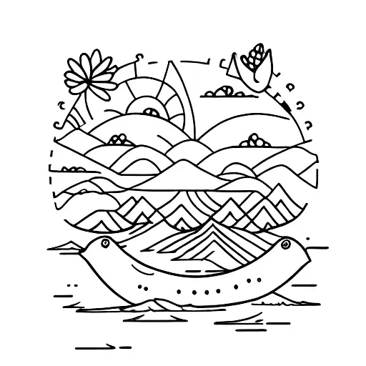 A Loon Floating On A Calm Lake With A Beautiful Sunset In The Background