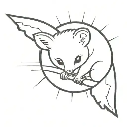 Cute Part Possum Part Sun With Beams Simple Outline