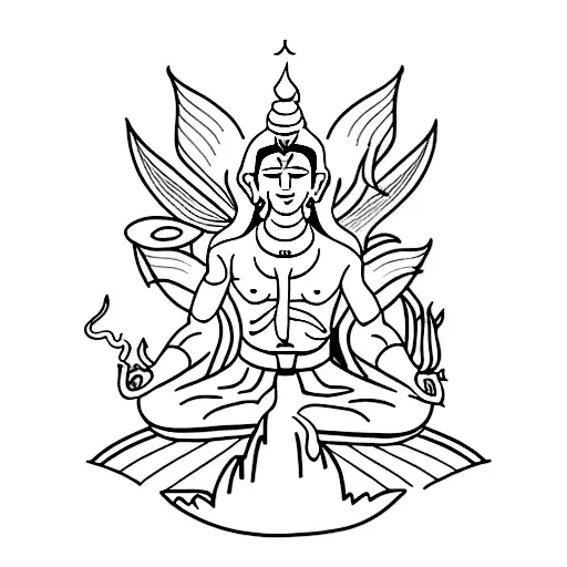 A Minimalist Tattoo Of Shiva Meditating On Top Of A Mountain Peak
