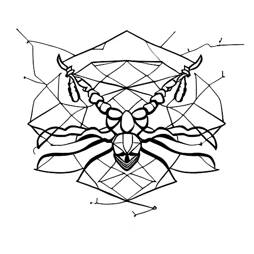 Scorpion And Constellation Merged Into A Geometric Design