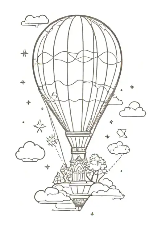 Geometric Hot Air Balloon With Tree On Balloon