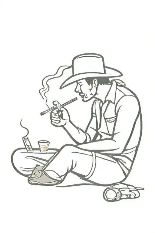 Simple Cowboy Smoking Ciggarette Alone