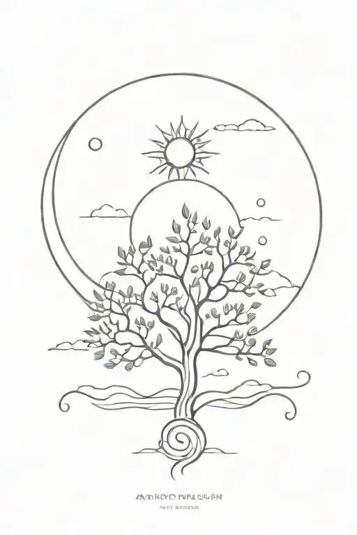 Nature Ocean Tree Sun Moon