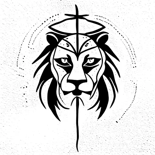 Spartan Warrior With Lion And Cross And A Latin Quote